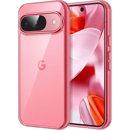 CAUC-Coque pour Google Pixel 9/9 Pro 2024, Anti-Jaunissement Étui de Protection Antichoc, Anti-Rayures Dos PC Dur (Rose Pivoine)