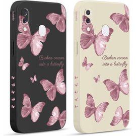 2 Pièces Coque Pour Samsung Galaxy A20e 5,8"", Etui Avec Violet Pente Papillon Mignon Amusante Peint Dessin Latéral Case Souple Silicone Housse Téléphone En Souple Fille Cover