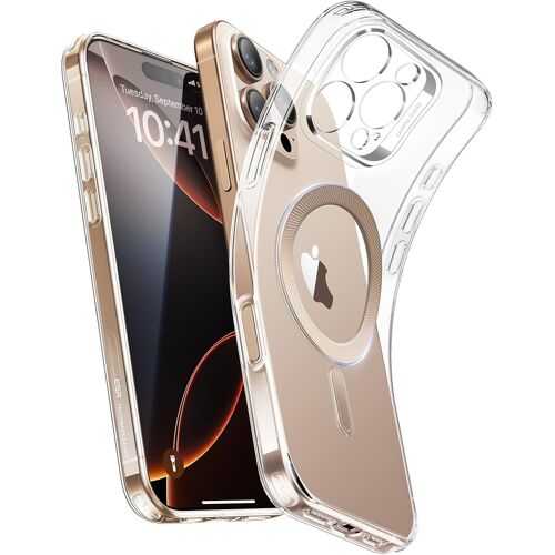 JGD-Coque pour iPhone 16 Pro, Commande de l¿Appareil Photo, Compatible avec MagSafe, Protection de Caméra, Anti Jaunissement et Anti Rayures, Coque Magnétique pour iPhone 16 Pro, Rose dorée