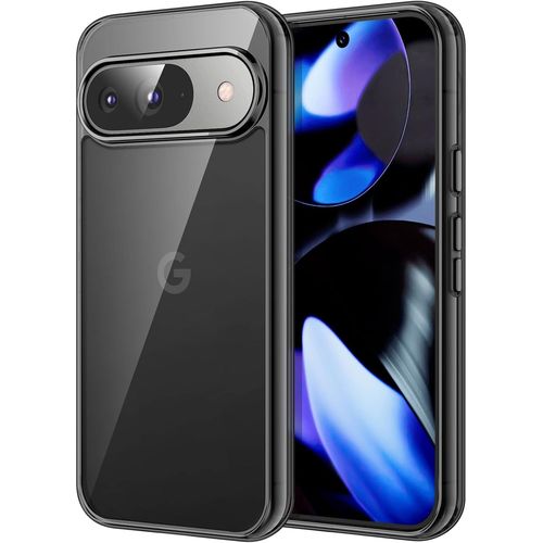 CAUC-Coque pour Google Pixel 9/9 Pro 2024, Anti-Jaunissement Étui de Protection Antichoc, Anti-Rayures Dos PC Dur (Noir)