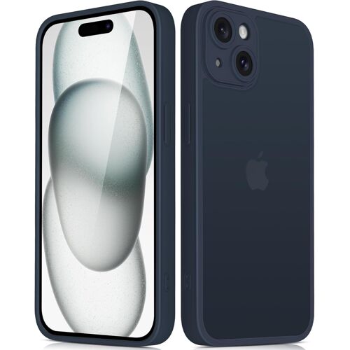 KAL-Coque Iphone 15 (6,1 Pouces) - Complète Antichoc Protective Case, Toucher Doux Et Agréable, Fond Mat Translucide Anti-Traces, Design Léger Et Résistant Cover (Bleu Foncé)