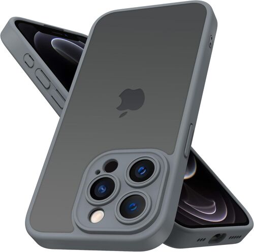KAL-Coque Iphone 12 Pro 6,1 Pouces Protection Antichoc Militaire, Dos Mat Anti-Traces De Doigts, Protection Renforcée De L'Appareil Photo,Gris