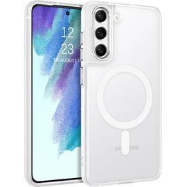 Coque Pour Samsung Galaxy S21 Fe Magnétique Etui Avec Protection Antichoc De Grade Militaire,Dos Mat Grivé Translucide Anti Rayures Doux Pour La Peau Housse Samsung S21 Fe 4g/5g -Blanc