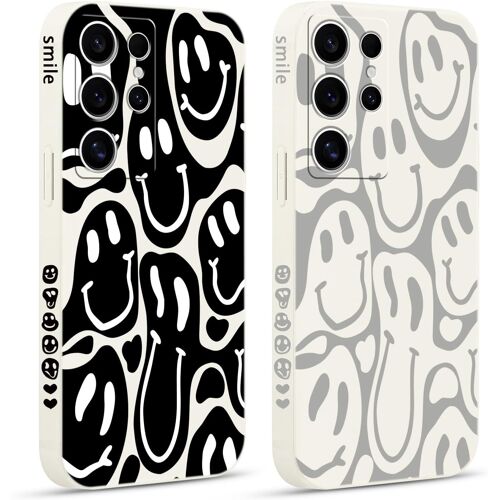 2 Pi¿¿ces Coque pour Samsung Galaxy S25 Ultra 5G, Etui avec Visage Souriant Joyeux Mignon Amusante Peint Dessin Lat¿¿ral Mignon Case Souple Silicone Housse T¿¿l¿¿phone Antichoc Souple Fille Cover