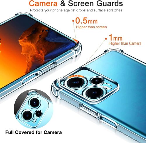Coque pour Xiaomi Poco F5, Ultra Transparent Étui de Protection en Silicone Antichoc avec Coins Renforcés, Clair Mince Souple TPU Bumper Housse