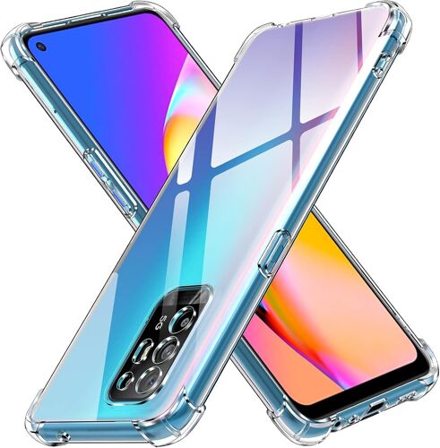 Coque pour Oppo A94 5G, Ultra Transparent Étui de Protection en Silicone Antichoc avec Coins Renforcés, Clair Mince Souple TPU Bumper Housse