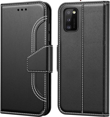 Etui Coque pour Samsung Galaxy A41,Plusieurs Couleurs Disponible,Protection Etui Housse Premium en Cuir PU,Fermeture Magnétique pour (Galaxy A41 (6,1 Pouces), Surpique Noir)