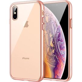 Case for iPhone XS and iPhone X, Anti-Yellowing Protective Case with Shock-Absorption and Anti-Scratch, Transparent Shockproof Case Cover (Rose Gold)