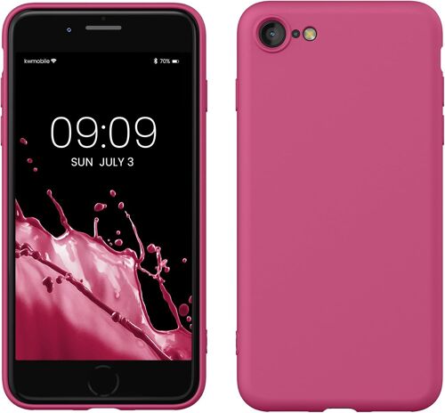 Housse Compatible avec Apple iPhone SE (2022) / iPhone SE (2020) / iPhone 8 / iPhone 7 Coque - Housse de téléphone Souple et Fine en TPU Silicone - Rose Framboise