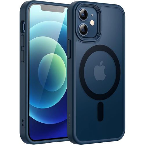 Sjzg-Coque Magnétique Pour Iphone 12 Mini 5,4 Pouces Compatible Avec Magsafe, Etui Translucide Mat Arrière Housse Fine Antichoc (Bleu)