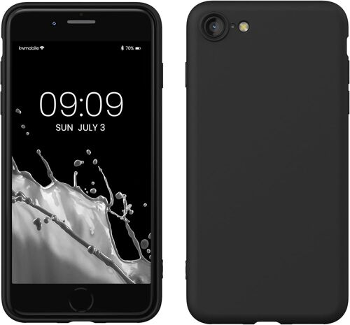 Housse Compatible avec Apple iPhone SE (2022) / iPhone SE (2020) / iPhone 8 / iPhone 7 Coque - Housse de téléphone Souple et Fine en TPU Silicone - Noir Mat