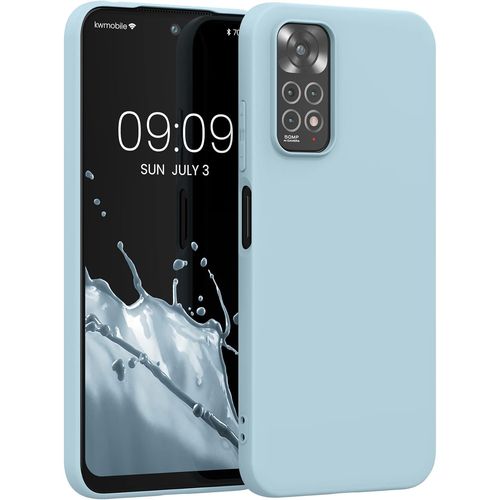 KAL-Housse Compatible Avec Xiaomi Redmi Note 11 / Note 11S Coque - Housse De Téléphone Protection Souple En Silicone - Bleu Clair Mat