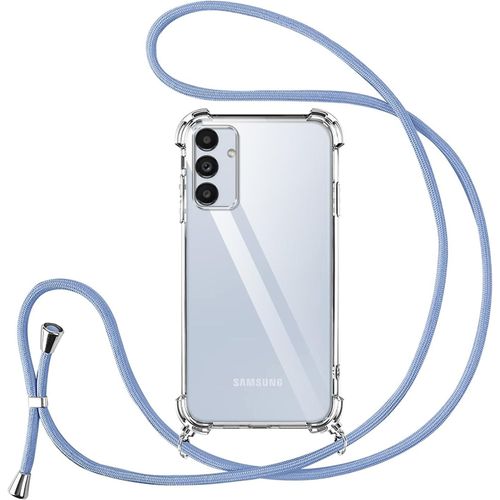 Coque Samsung Galaxy A13 5g Avec Cordon Lanière Réglable 150 Cm - Étui Transparent En Tpu Anti-Choc, Lilas