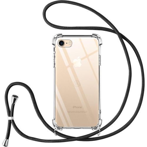 Coque Pour Iphone 8/Iphone Se 2020/Iphone 7/Se 2022 Avec Cordon De Collier,Silicone Transparent Tpu+Pc Bumper Protection Étui Lanyard Avec Sangle Réglable Chaîne Case Pour Iphone 8