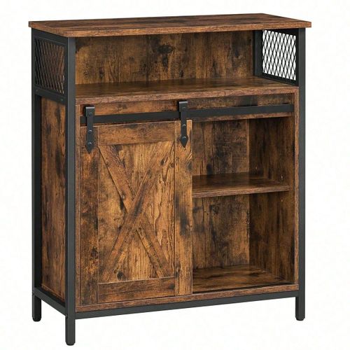 Meuble De Rangement, Style Industriel, 70 X 30 X 80 Cm, Marron Rustique, Noir