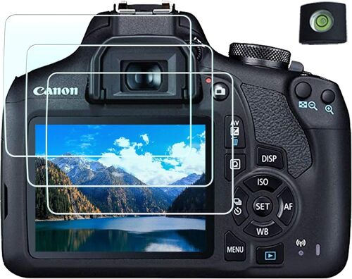 EOS 2000D Film de protection d'écran pour Canon EOS Rebel 2000D 1500D 1300D [Lot de 3+1], dureté 9H 0,3 mm