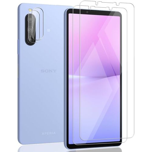 Verre Trempé Pour Sony Xperia 10 V,Xperia 10 V Protection Écran 2 Pièces Et Xperia 10 V D'objectif Arrière Protecteur 2 Pièces-Anti-Rayures,Hd,Anti-Trace