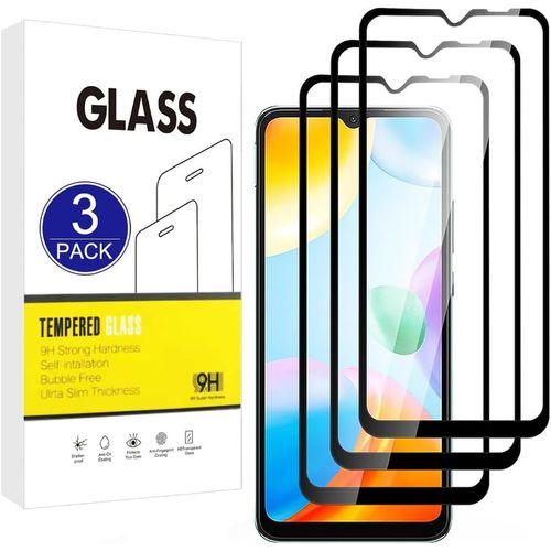 [3 Pièces] Compatible Avec Le Protecteur D'écran Xiaomi Redmi 12c/10c/11a(Black),Film De Protection 2.5d[Dureté 9h,Installation Facile] Qualité Supérieure Film En Verre Trempé