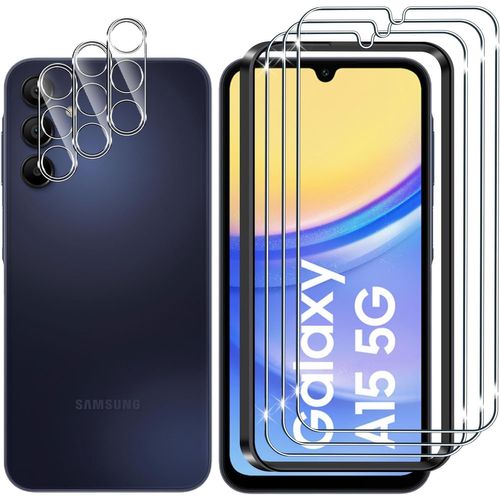 Pour Samsung Galaxy A15 4g&5g Verre Trempé, 3+3 Pièces Protection Écran+Caméra Arrière Protecteur Film, 9h Dureté Hd Anti-Rayures Sans Bulles Protecteurs D'écran[Z673]