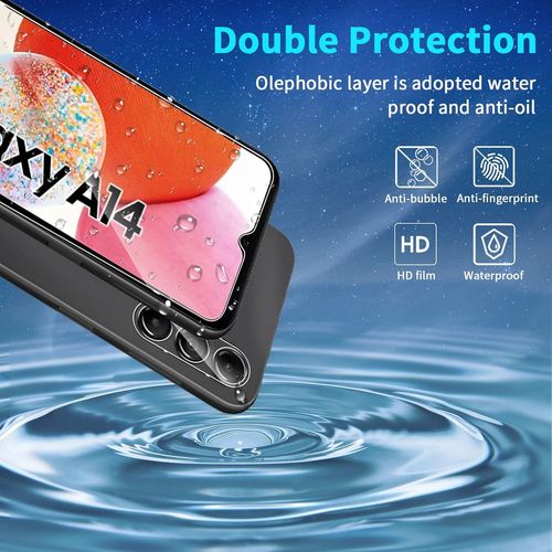 3+3 Pièces Verre Trempé Pour Samsung Galaxy A14 4g&5g Protecteurs D'écran Et Caméra Arrière Protection Écran Avec Cadre D'installation,9h Dureté Hd Anti-Rayures Sans Bulles Ultra Résistant Film