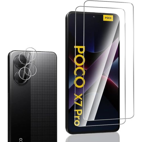 Verre Trempé Pour Xiaomi Poco X7 Pro Protection D`Écran Et Caméra Arrière Protecteur 2+2 Pièces, Dureté 9h, Anti - Rayures, Hd Transparent, Protection Écran Pour Xiaomi Poco X7 Pro