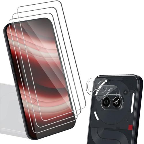 Verre Trempé Pour Nothing Phone 2a (3x) + Protection Caméra Arrière (2x) - 9h Anti-Rayures, Sans Bulles, Hd, Toucher Sensible, Bords Incurvés