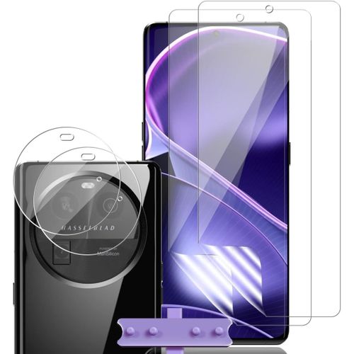 Lot 2+2 Film Écran Tpu + Verres Caméra En Verre Trempé Pour Oppo Find X6 ¿ Auto¿Réparant, Ultra Hd 99,9%, Compatible Empreinte Ultrasonique, Hydro¿Oléophobe