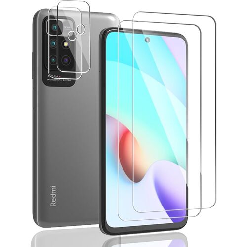Verre Tremp¿¿ pour Xiaomi Redmi 10 [2 Pi¿¿ces] + Cam¿¿ra Arri¿¿re Protecteur [2 Pi¿¿ces],9H Duret¿¿/sans Bulles/Anti Rayures,Film Protection ¿¿cran pour Xiaomi Redmi 10