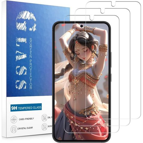 Verre Trempé Pour Samsung Galaxy S23, 3 Pièces Vert Trempe [3d Incurvé Couverture Complète][Haute Sensibilité][Sans Bulless] Film Trempér