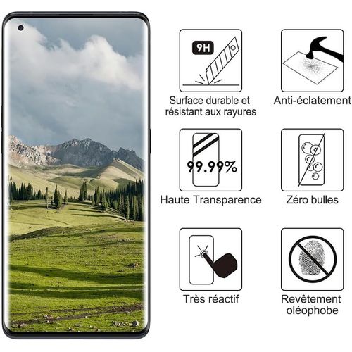 Cauc-Verre Trempé Pour Oppo Find X5 Pro,2 Pièces Ecran En Verre [3d Incurvé Couverture Complète][Haute Sensibilité] [Sans Bulless] Protection Vitre