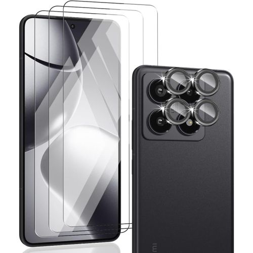 3+1 Pièces Verre Trempé Protection D'écran Et Caméra Arrière Protecteur Pour Xiaomi 14t Pro. Anti-Rayures Film 9h Dureté Vitre Protecteurs, Hd Clair Protège Écran