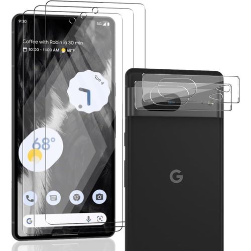 Verre Trempé Écran Pour Google Pixel 7 ¿ Pack 3 Protections + 2 Protège-Objectifs Caméra ¿ 9h Anti-Rayures, Transparent Hd, Revêtement Oléophobe, Compatible Coque