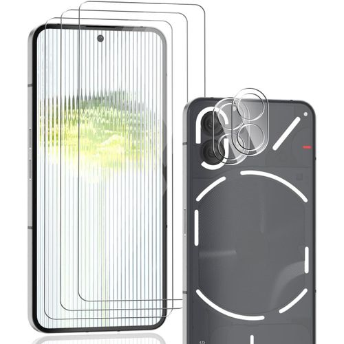 Verre Trempé Pour Nothing Phone 2, Protection D'écran 3 Pièces Et Verre Trempé D'objectif Protecteur 2 Pièces. Anti-Rayures, Hd