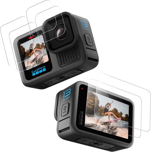 TRAHOO-Verre Trempé pour Gopro hero 13, 2 Pièces Ecran Trempe, 2 Pièces protection d'objectif, 2 Pièces protection avant, Haute Sensibilité, Verre de Protection