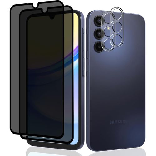 [2+2 Pièces Verre Trempé Pour Samsung Galaxy A15 5g Anti-Espion Protection Écran + Caméra Verre Trempé,9h Dureté Privacy Film Protecteur D'écran Pour Samsung Galaxy A15 5g