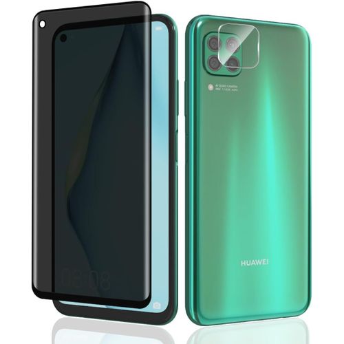 [1+1 Pièces Verre Trempé Pour Huawei P40 Lite 4g Anti-Espion Protection Écran + P40 Lite 4g Caméra Verre Trempé,9h Dureté Privacy Film Protecteur D'écran Pour Huawei P40 Lite 4g