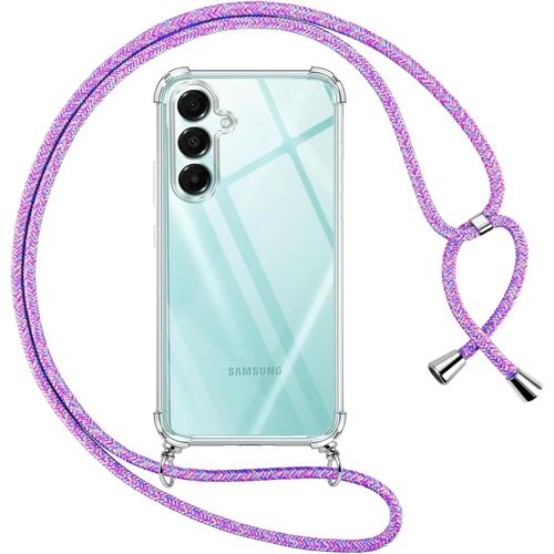 Coque Pour Samsung Galaxy A16 5g Avec Cordon, Transparente Silicone Housse Avec Réglable De Collier Anti-Chute Etui Pour Samsung A16 5g 6.7 Pouces, Ètuis À Bandoulière [Violet 01]