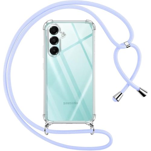 Coque Pour Samsung Galaxy A16 5g Avec Cordon, Transparente Silicone Housse Avec Réglable De Collier Anti-Chute Etui Pour Samsung A16 5g 6.7"", Ètuis À Bandoulière, Violet