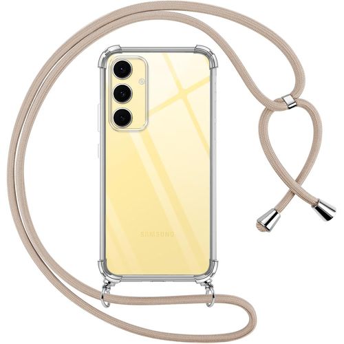 Coque Pour Samsung Galaxy S24 Fe 5g Avec Cordon, Transparente Silicone Housse Avec Réglable De Collier Anti-Chute Etui Pour Samsung S24fe 6.7 Pouces, Ètuis À Bandoulière, Kaki