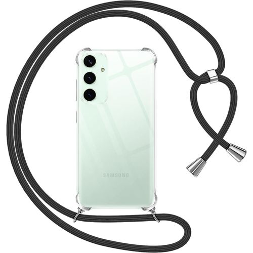 Coque Pour Samsung Galaxy S25 Plus 5g Avec Cordon, Transparente Silicone Housse Avec Réglable De Collier Anti-Chute Etui Pour Samsung S25+, Ètuis À Bandoulière 6.7"", Noir