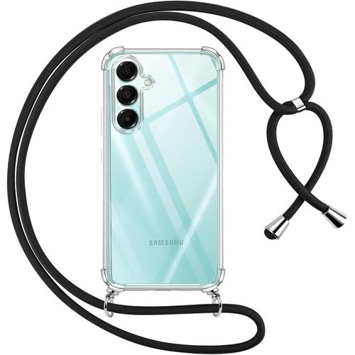 Coque Pour Samsung Galaxy A16 5g Avec Cordon, Transparente Silicone Housse Avec Réglable De Collier Anti-Chute Etui Pour Samsung A16 5g, Ètuis À Bandoulière 6.7"", Noir