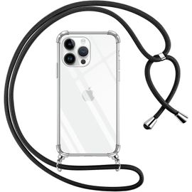 Kalanka-Coque Pour Iphone 14 Pro Max Avec Cordon, Transparente Silicone Housse Avec Réglable De Collier Anti-Chute Etui Pour Iphone 14pro Max, Ètuis À Bandoulière 6.7"", Noir