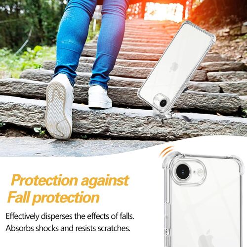 Coque pour iPhone 16E/iPhone SE 4 2025 avec Cordon, Transparente Silicone Housse avec Réglable de Collier Anti-Chute Etui pour iPhone 16E/iPhone SE 4, Ètuis à Bandoulière 6.1"", Noir
