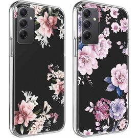 2 Pièces Coque Pour Samsung Galaxy A34 5g 6,5"", Ultra Fine Souple Transparente Silicone Tpu Avec Motif Rose Fleur Design Étui, Antichoc Anti-Rayures Bumper Protection Housse Pour Samsung A34 5g