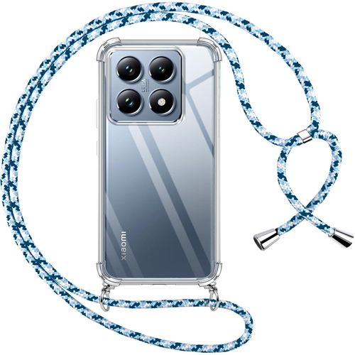 Teppa-Coque Pour Xiaomi 14t Pro Avec Cordon, Transparente Silicone Housse Avec Réglable De Collier Anti-Chute Etui Pour Xiaomi 14t Pro, Ètuis À Bandoulière 6.67"", Bleu
