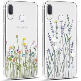 2 Pièces Coque Pour Samsung Galaxy A20e 5,8"", Ultra Fine Souple Transparente Silicone Tpu Avec Aesthetic Motif Fleur Design Étui,Antichoc Anti-Rayures Bumper Protection Housse Pour Samsung A20e
