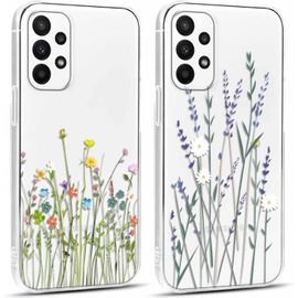 Sjzg-2 Pièces Coque Pour Samsung Galaxy A23 5g 6,6"", Ultra Fine Souple Transparente Silicone Tpu Avec Motif Fleur Design Étui, Antichoc Anti-Rayures Bumper Protection Housse Pour Samsung A23 5g