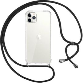 Coque Transparente Silicone Tpu Pour Iphone 11 Pro Max 6,5 Pouces Avec Cordon Réglable (Lanière Collier), Anti-Chute Et Coins Renforcés - Noir