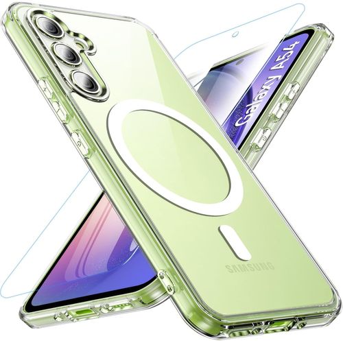 SJZG-Coque De Protection Magnétique Pour Samsung Galaxy A54 5G - Translucide Mat - Avec Verre De Protection - Fine - Anti-Traces De Doigts - Transparent