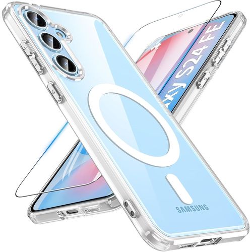 Coque Compatible Magsafe Samsung Galaxy S24 Fe 5g + Verre Trempé 9h - Fine Translucide Mate Antichoc Protection Caméra